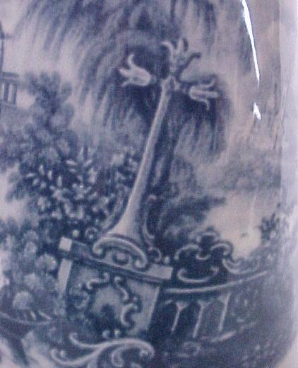 New Blue Victorian Porcelain China Castle Tall Pitcher  