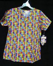 Scrub Top Autism Awareness Puzzle Piece Scrubs XL New 852293087950 