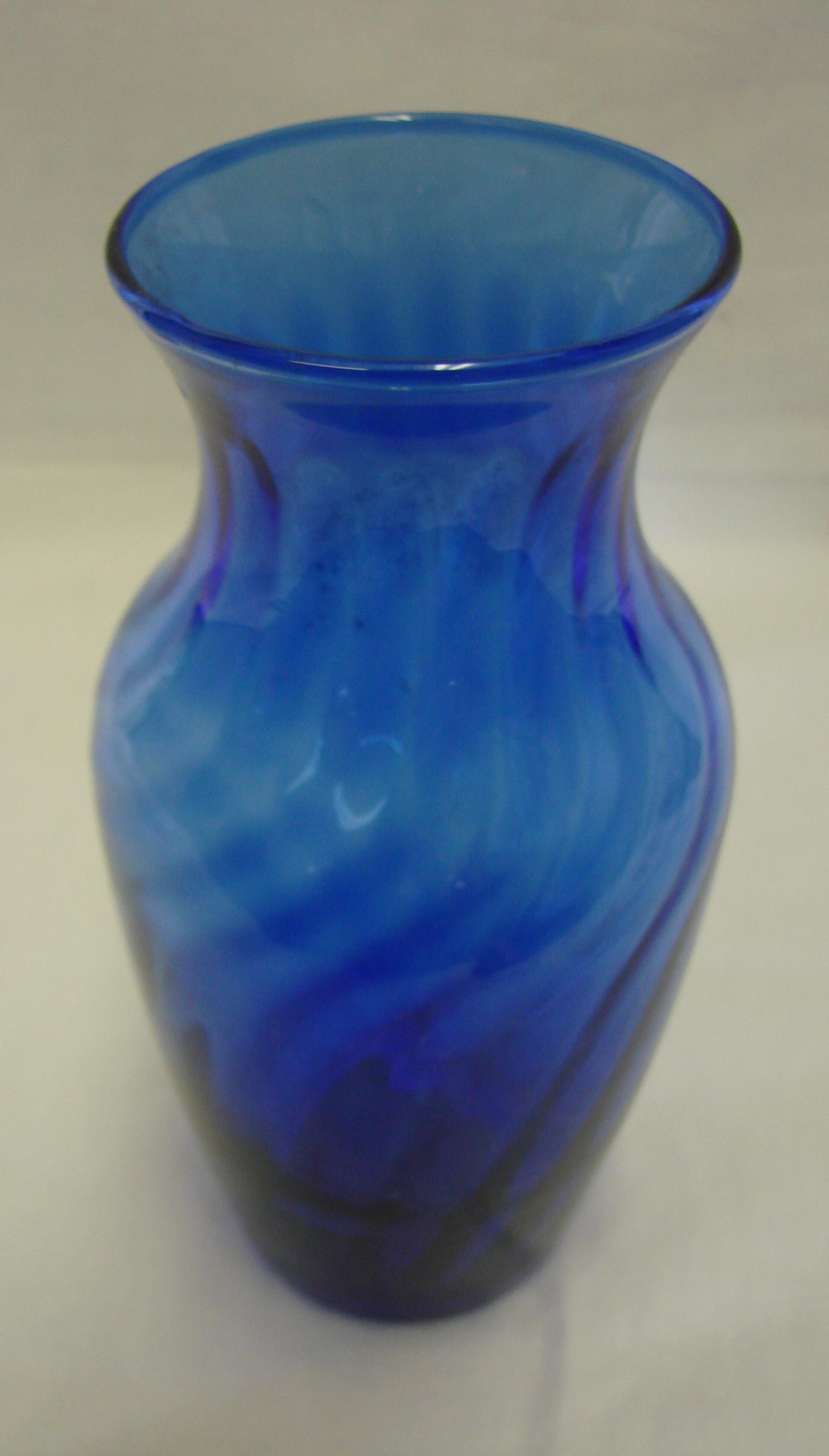 Indiana Company Lancaster Colony Cobalt Blue Swirl Glass Vase USA 