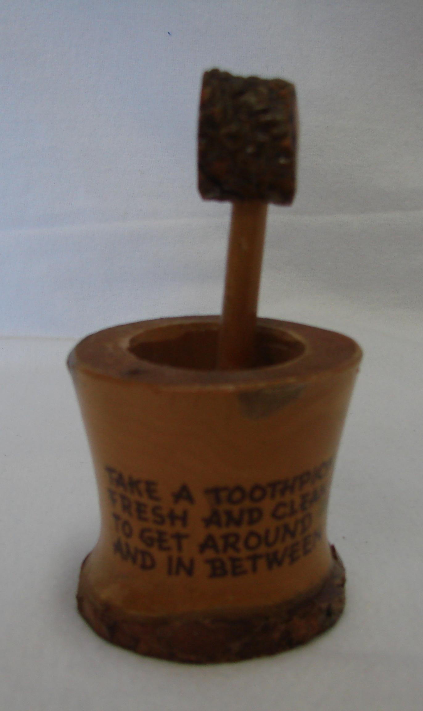 Vintage Chebeague Island Maine Wood Bark Souvenir Toothpick Holder 