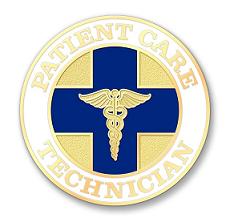 Patient Care Technician Blue Cross Caduceus Emblem Pin  