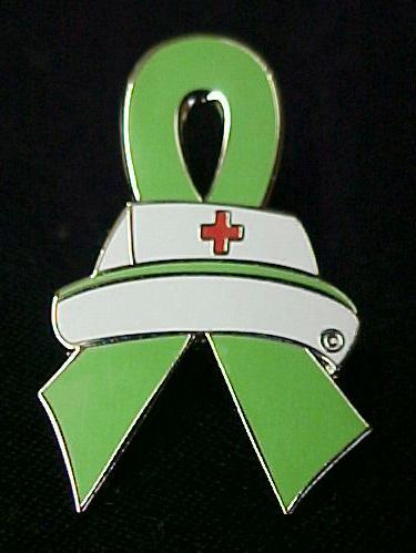 Non Hodgkins Lymphoma Lime Ribbon Nurse Cap Cross Pin