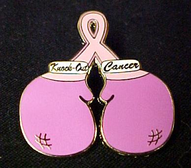 Breast Cancer Dark Pink Ribbon Boxing Glove Pin Tac New  