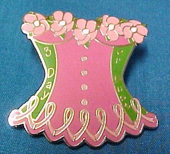 Breast Cancer Awareness Bustier Pink Ribbon Pin Tac New  