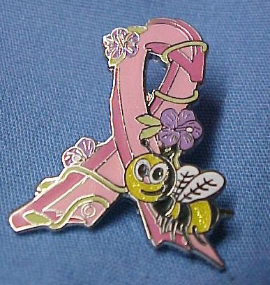 Breast Cancer Ribbon Bumble Bee Insect Lapel Pin New  