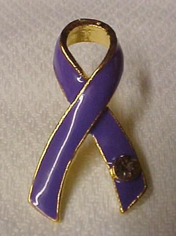 Relay for Life Purple Ribbon Austrian Crystal 4 Pins