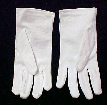 Usher White Nylon Knit Church Gloves Blue Embroidery  