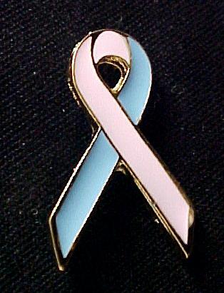 Pink Blue Awareness Ribbon Male Breast Cancer Pin Tac  