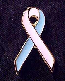 Pink Blue Awareness Ribbon Male Breast Cancer Pin Tac  