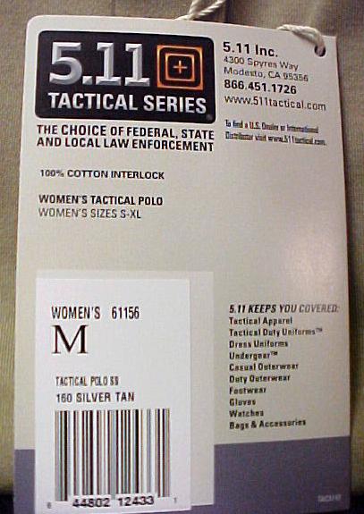 511 Tactical Polo Shirt Womens Ladies Tan Large New 844802124331 