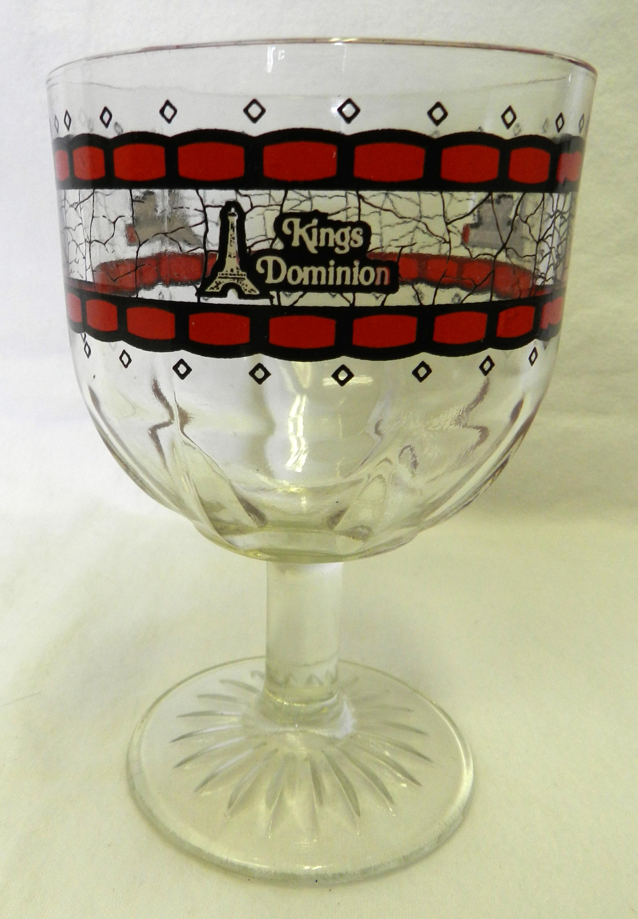 Vintage Paramount Kings Dominion Souvenir Clear Glass Large Goblet Planter