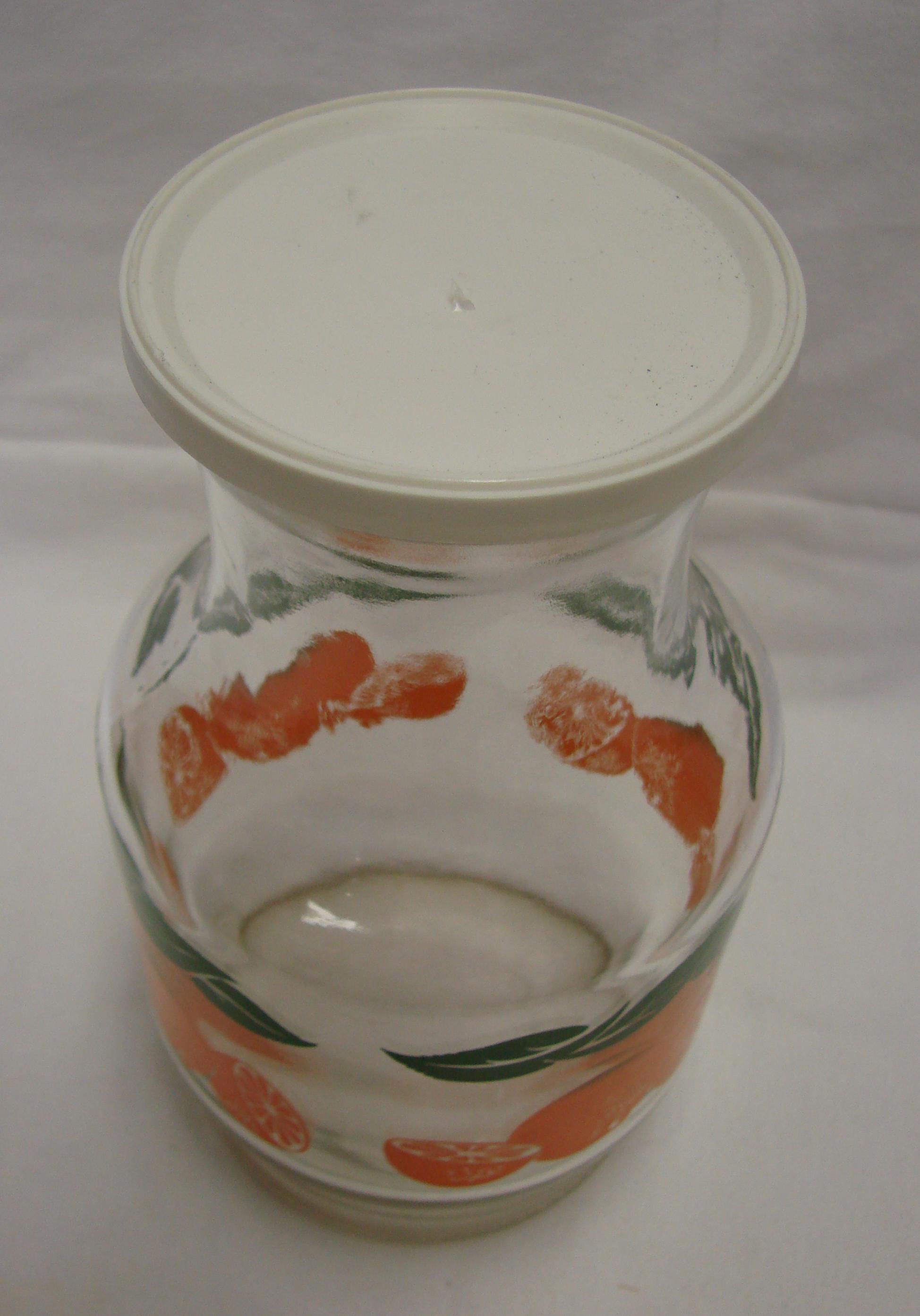 Vintage Anchor Hocking Orange Juice Clear Glass Pitcher Decanter Carafe with Lid